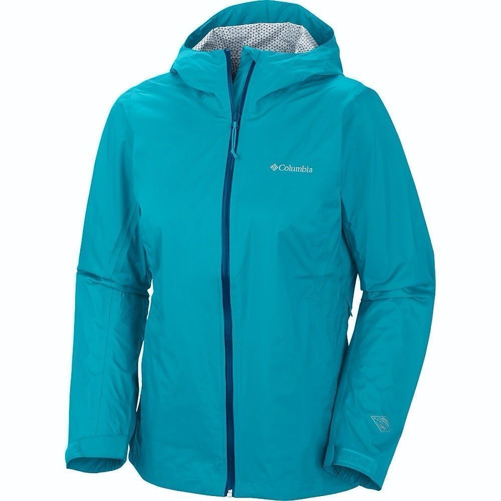 NWT Columbia EvaPOURation Teal rain jacket Womens Sz S